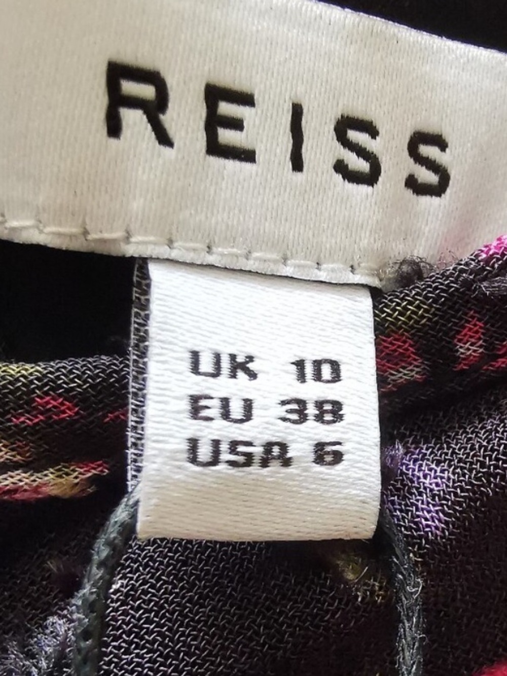 Reiss Black Sheer Floral Ruffle Blouse with Pink and Purple Accents - Picture 3 of 15